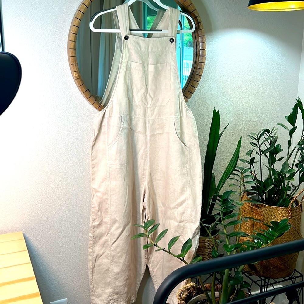 Linen overalls, size large